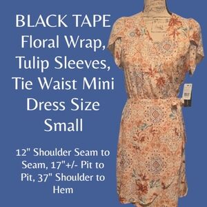 Black Tape Floral Wrap Dress Small Nwt 4043-4